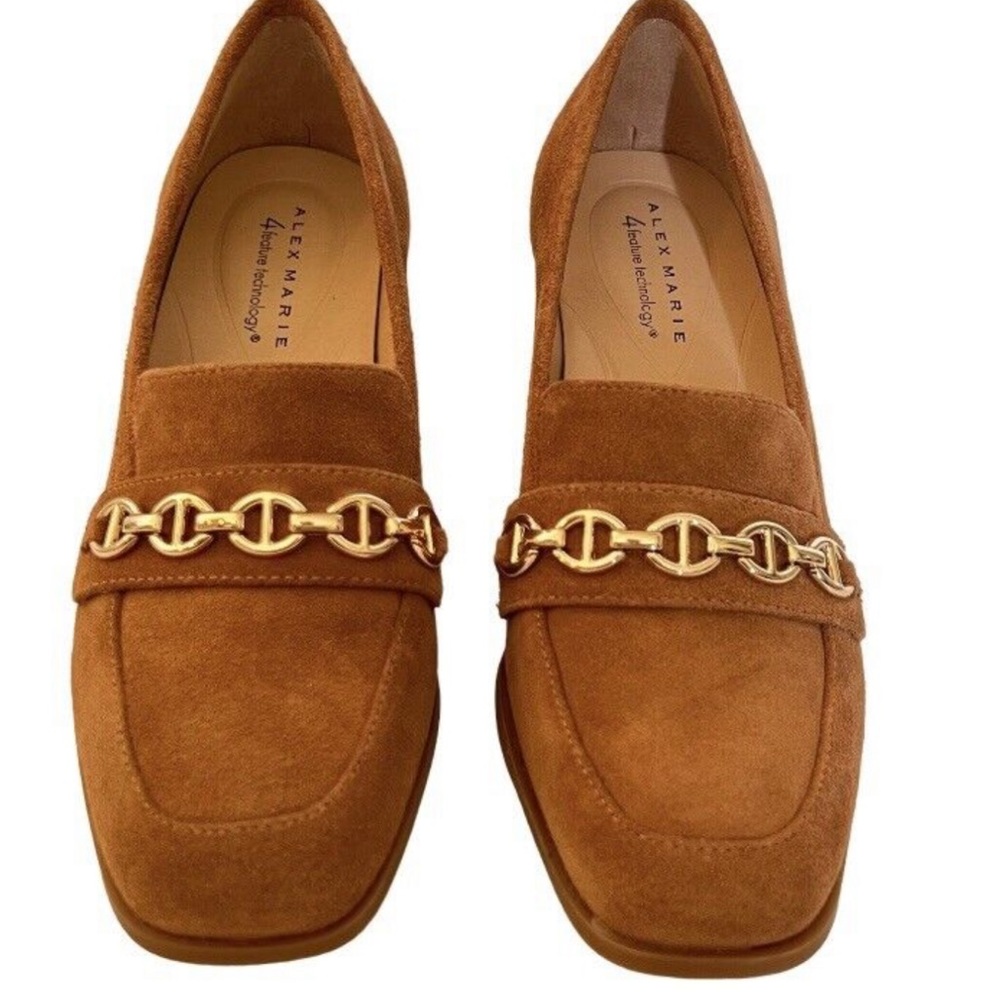 Alex Marie 4 Feature Technology Chunky Heeled Loafers With Gold Chain Women 9
